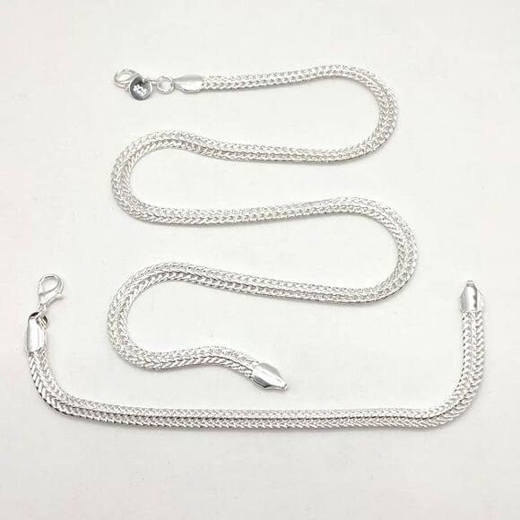Independent Other - 925 Silver Necklace & Bracelet Set Braided 6MM Chain Vintage Fashion Gift NEW